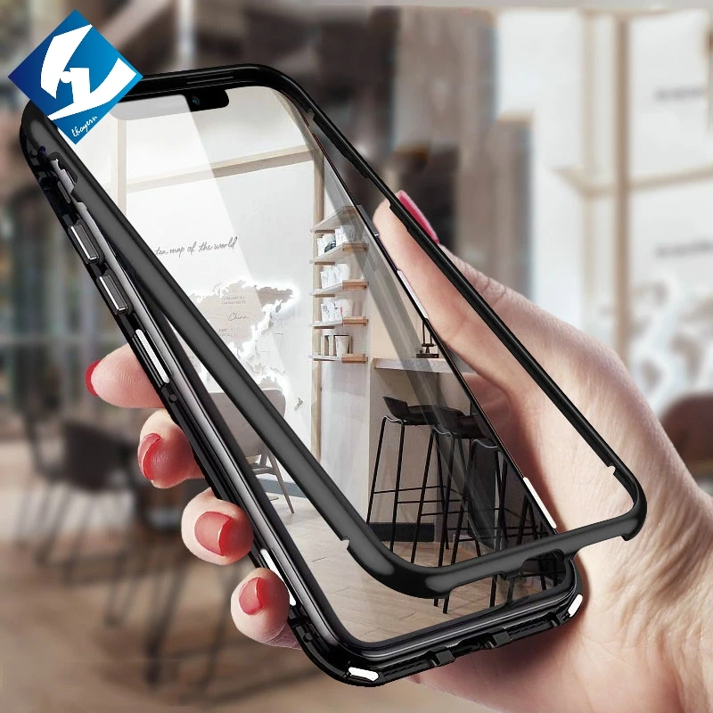 Built in Magnetic Case for iPhone XS Max XR Tempered Glass