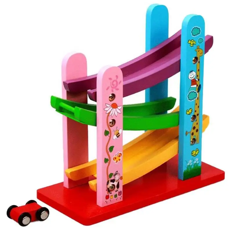

Baby Kids Wooden Ladder Gliding Car Inertia Slide Model Vehicles Slot Track