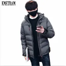 Kmetram Мода г. зимняя куртка Для мужчин на открытом воздухе с коротким Тренч Подпушка Куртка утепленная с капюшоном Армейский зеленый парка Для мужчин Пальто для будущих мам hh498
