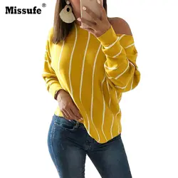 Missufe 2018 кофточка Blusa Roupas Feminina полоса Повседневное Для женщин блузка с длинным рукавом Уличная осень футболки