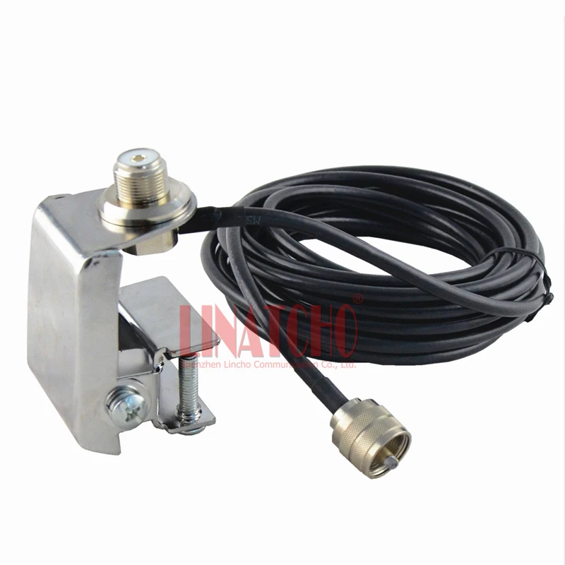 

radio car antenna mount trunk lid hatchback mount bracket SO239 with 5 meter RG58 cable PL159 for Mobile Radio