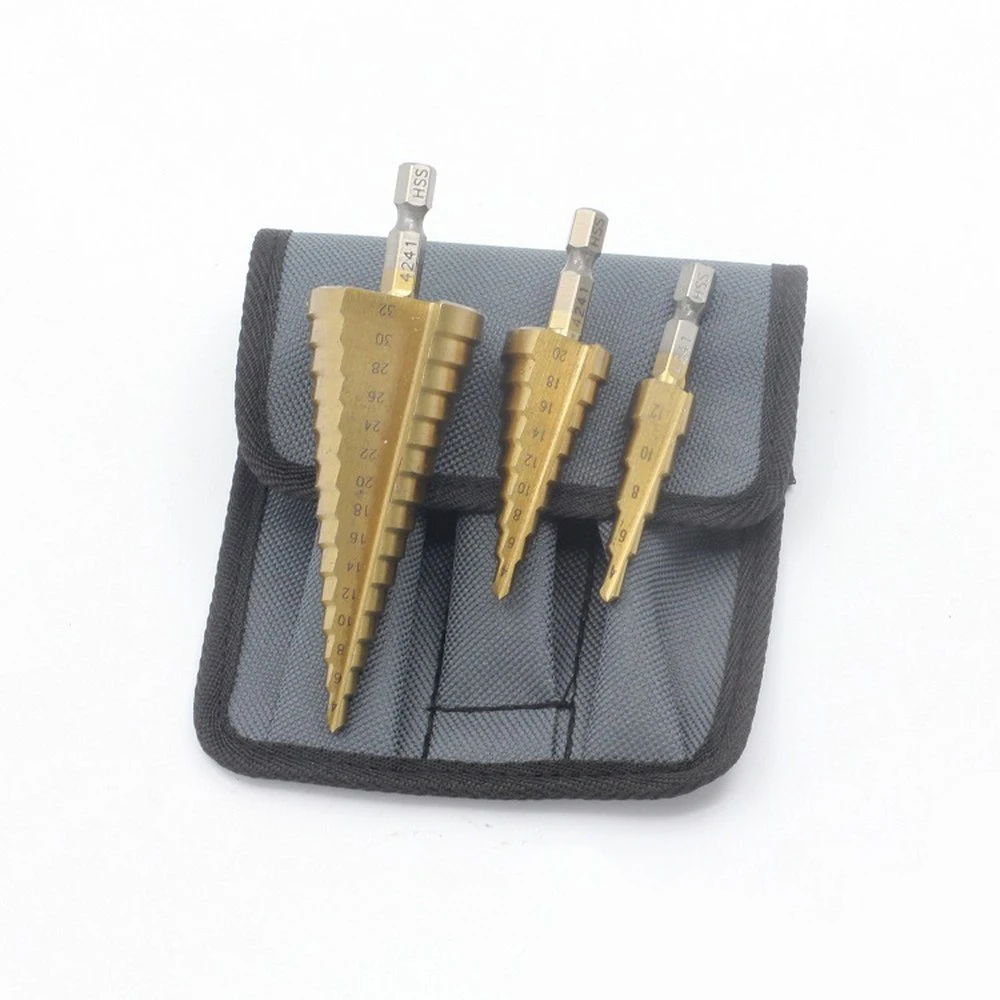 

3PCS Step Bit Hex Shank Titanium Nitride Coated Carbide Glass Drill Bit Screw Extractor Tool Kit Carbid Drill Bit Set