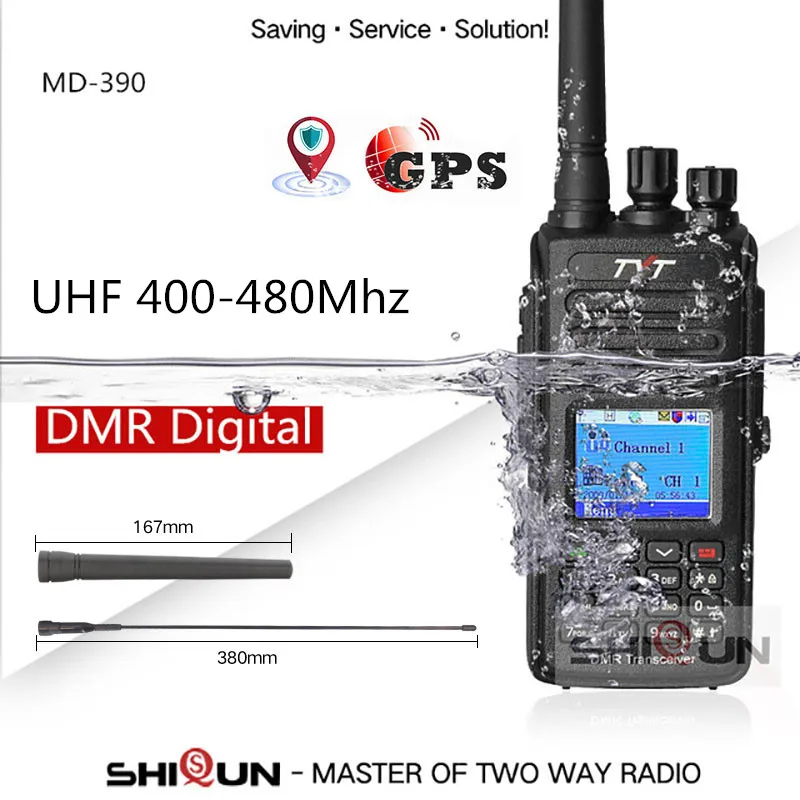 Горячая DMR TYT MD-390 DMR радио с gps водонепроницаемый IP67 рация MD 390 цифровой радио MD-UV390 двухдиапазонный VHF UHF DMR Baofeng - Цвет: GPS-UHF