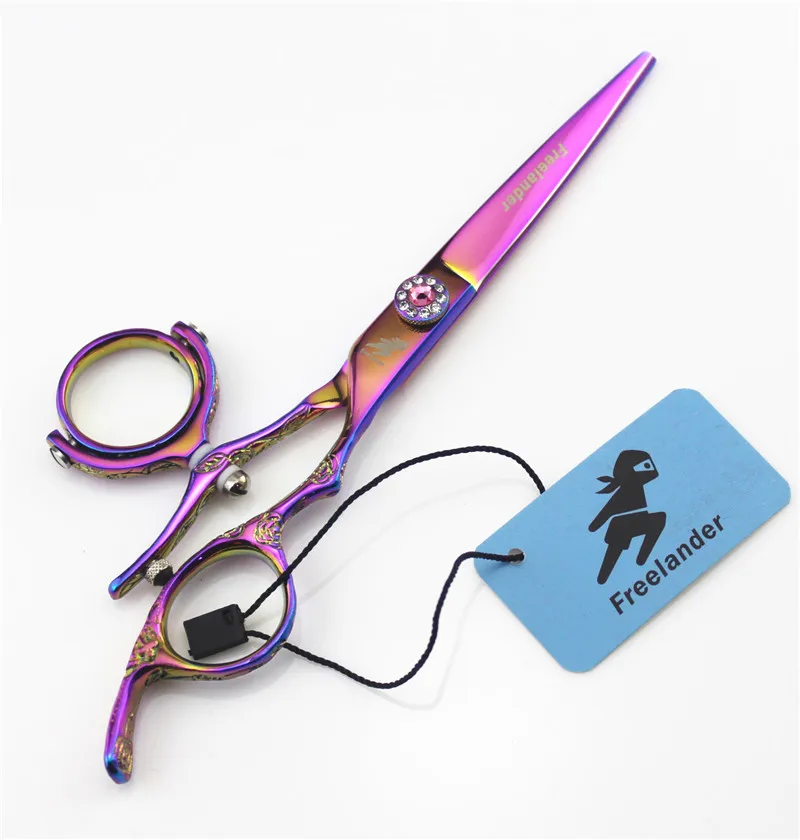 

6 in. Plum Blossom Handle Professional Hairdressing Scissors,62HRC JP440C,CUTTING SCISSORS,rotating handle,necessary for barbers