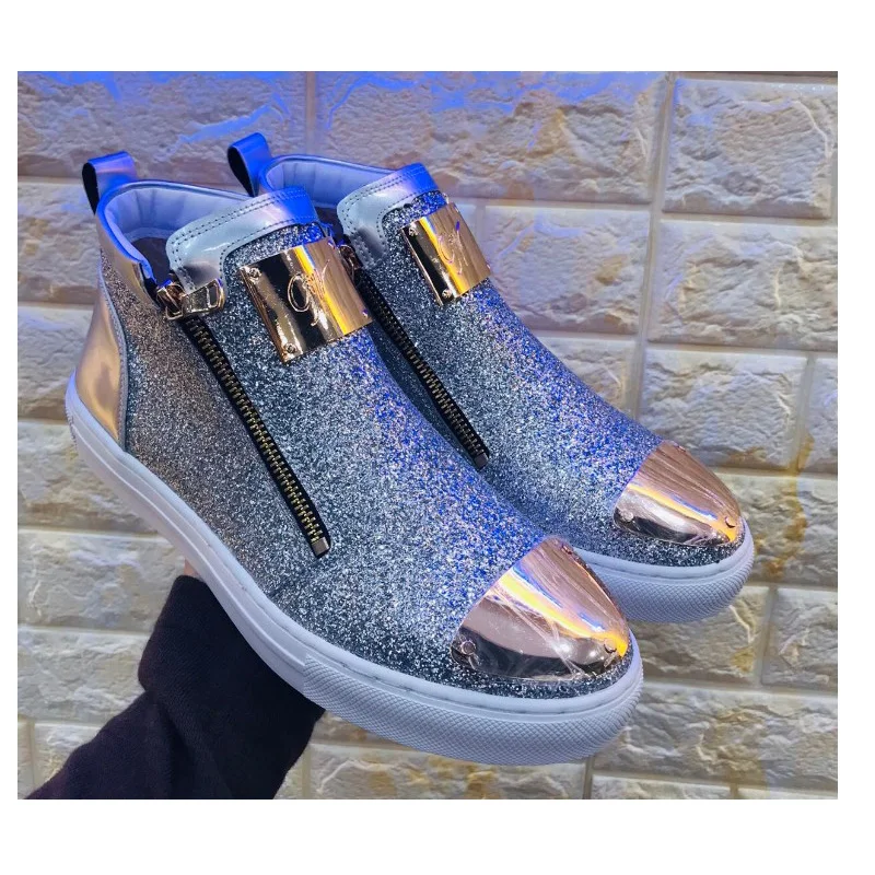 Appartements De Sneakers Hop Hommes 2019 Rue Noir Mâle Haute Chaussures À Pour Top bleu La Roulettes Hip Night Ovxuan Zip Mode Planche Royal argent Métal Club t6q8wt0