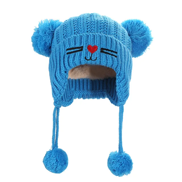 Cute Cat Ears Baby Hat Soft Cotton Baby Beanie Double Layer Warm Winter Hat For Baby Girls Boys