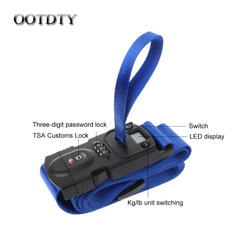 

OOTDTY 3in1 Travel Luggage Scale Code TSA Lock Suitcase Strap Belt Digital Hanging Baggage Weigh Scales dorp shipping
