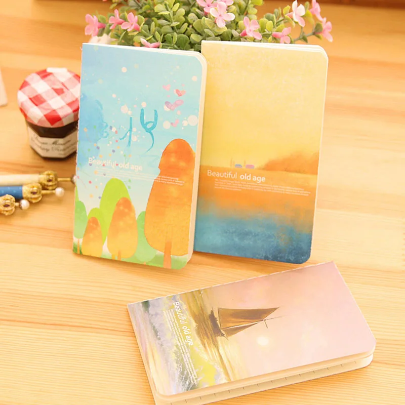 

4pcs/lot Cute Ocean design notebooks for girls Mini Personal notebook paper Portable Notepad Journal Diary office school Supply