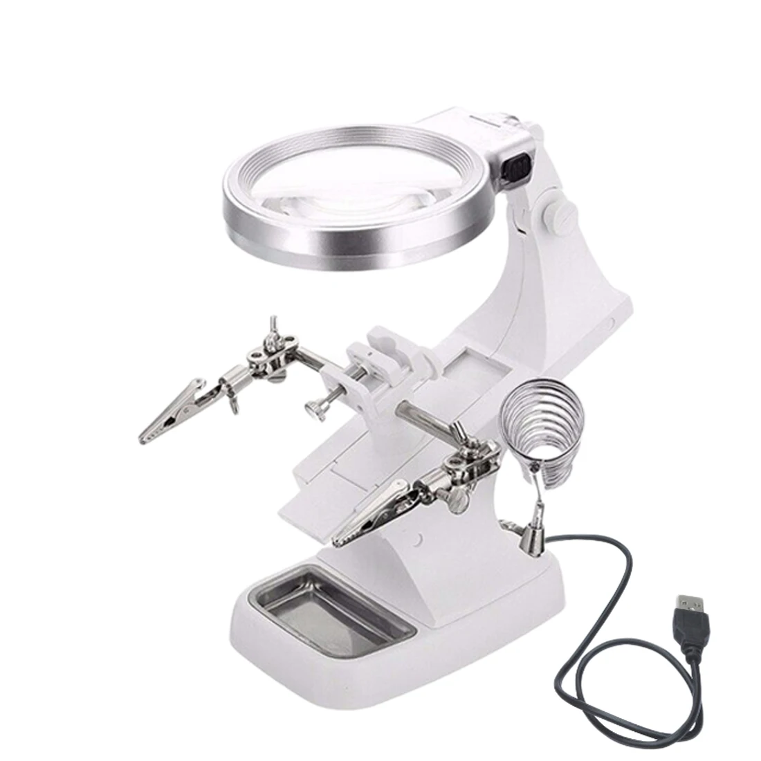 1pc 3X 4.5X Welding Magnifying Glass LED Loupe Magnifier Alligator Clip Holder Clamp Helping Hand Soldering Iron Repair Tool5822 |