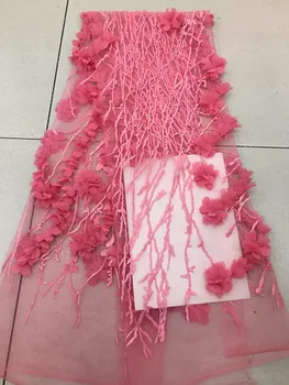 

New design beautiful flower french net lace fabric high quality 2018 fashion african tulle mesh lace fabric CDZ724-1