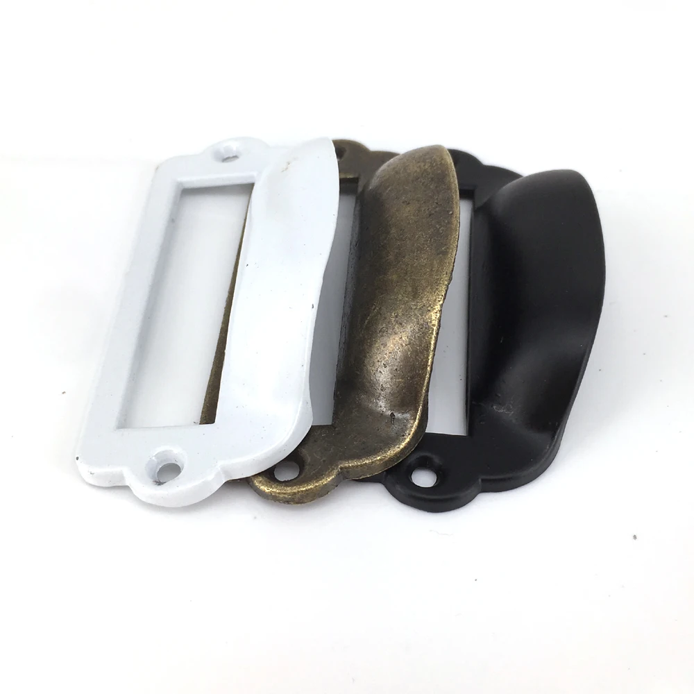 

1x Antique Label pull Frame Card Holder 82*40MM Office Library File Drawer Chest Case Trunk Handle White/Bronze/Black