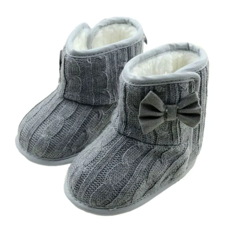 

New Baby Girl Toddler Solid Winter Warm Bow-knot Soft Cotton Shoes High Quality Newborn Anti-Slip Cute Boots Shoes First Walkers