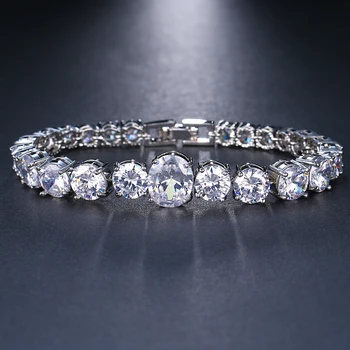 

EMMAYA Luxury Big Crystal Bracelets For Women Silver color Zircon Bracelets & Bangles Femme Bridal Wedding Jewelry