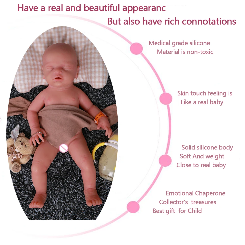 IVITA WG1514 46 см 2972 г Силиконовые Мягкие реалистичные bebe reborn baby doll похожие настоящие девушки закрытые глаза juguetes игрушки для детей