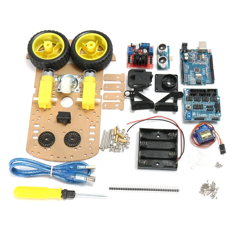 Горячая Распродажа DIY L298N 2WD ультразвуковой умный отслеживающий набор Moteur Robot Car