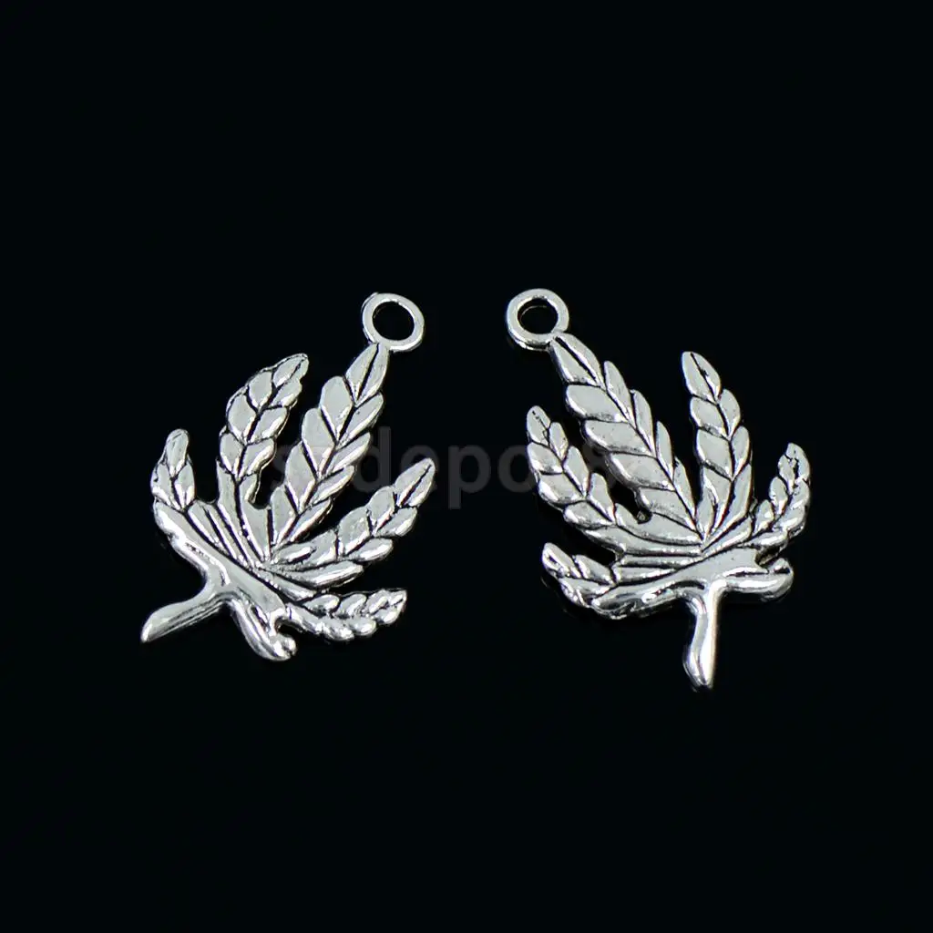 

30Pcs Tibet Silver Medical Marijuana Pot Leaf Charms Pendants Jewelry DIY