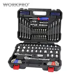 WORKPRO 145 шт. Инструменты Набор для ремонта автомобиля, гаечные ключи 1/4 "и 3/8" Dr. Socket Set гаечные ключи Набор дома инструменты