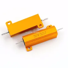 RX24 50 Вт 3R 3RJ Металлический Алюминиевый Чехол Высокая мощность резистор золотой металлический корпус чехол сопротивление радиатора резистор 3 ом 50 Вт