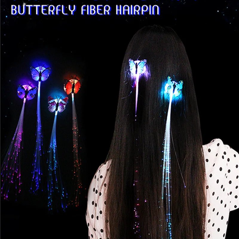 

Flash LED Hair Light Emitting Fiber Optic Pigtail Braid Plait Luminous Hair Wig KTV Party Prom Supplies Hair Accessory headdress