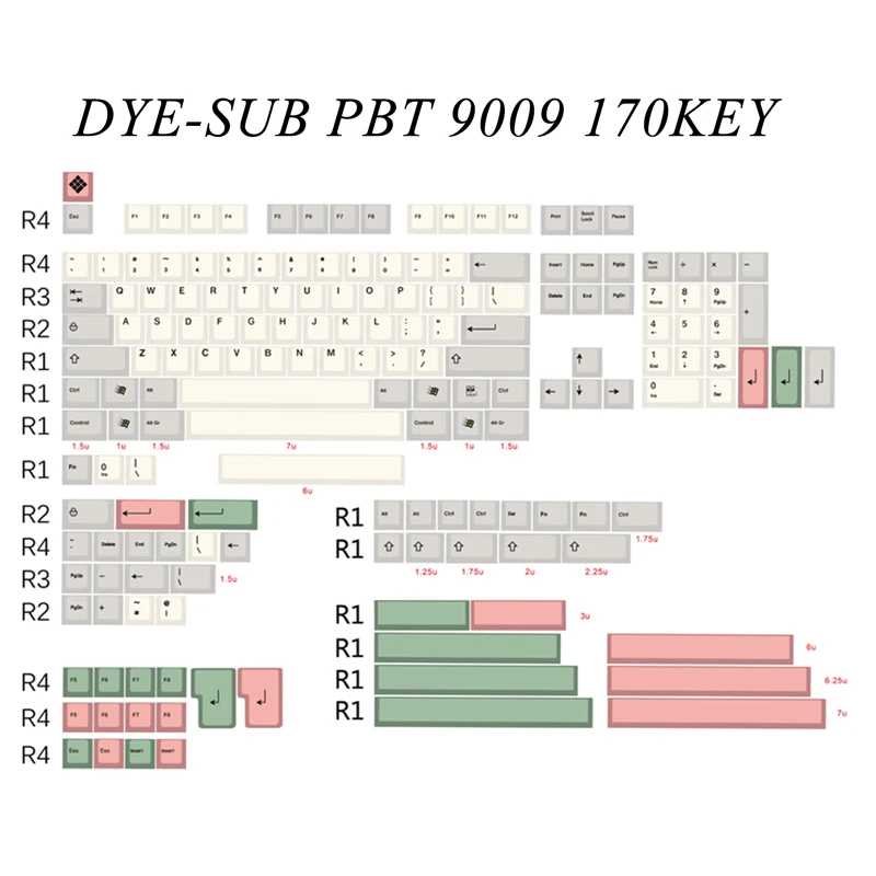 9009 colorway 169 Вишневый профиль краситель Sub Keycap набор Толстая PBT пластиковая клавиатура gh60 xd60 xd84 cospad tada68 rs96 zz96 87 104 660