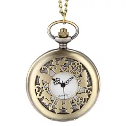 Винтажный стимпанк полый цветок кварцевые карманные часы ожерелье подвеска цепочка часы подарки LF88