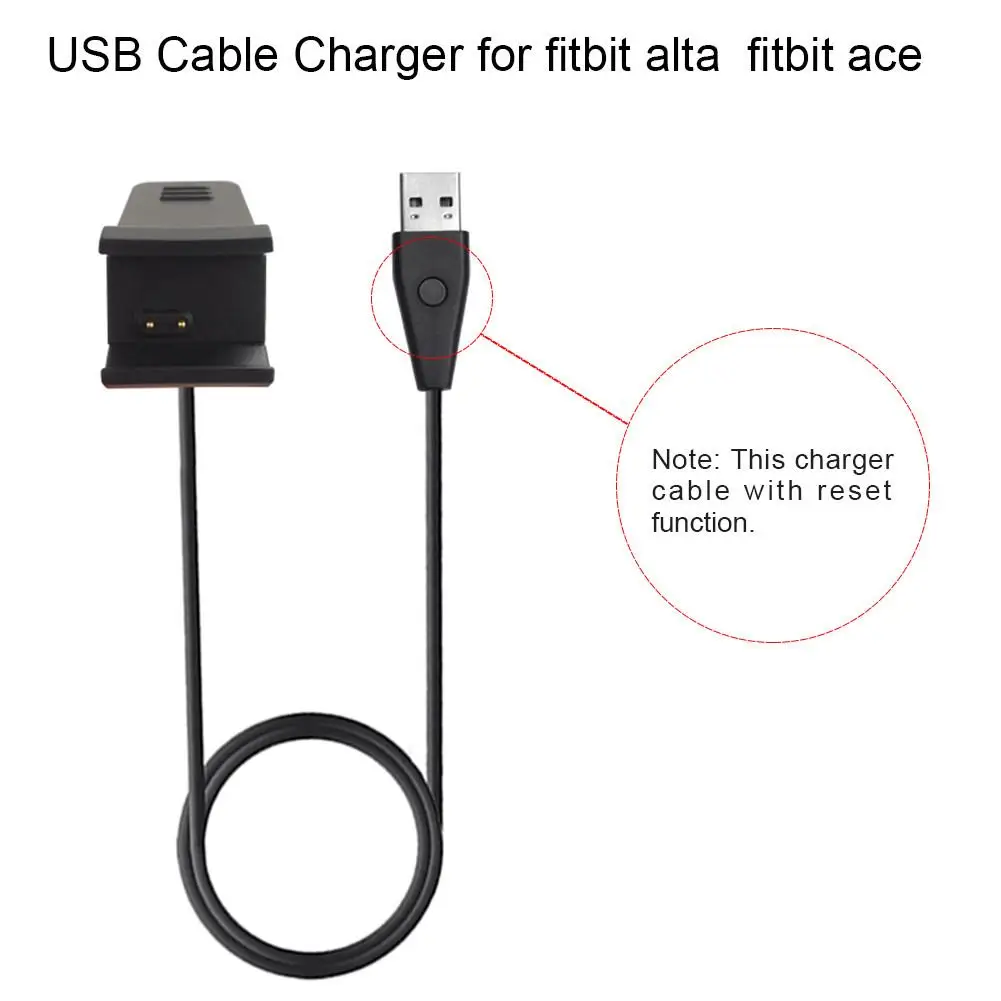 

New High Quality 30/100CM USB Charger Cable With Reset Function Charging Sync Docking Dock Cable Cord for Fitbit alta Fitbit ace