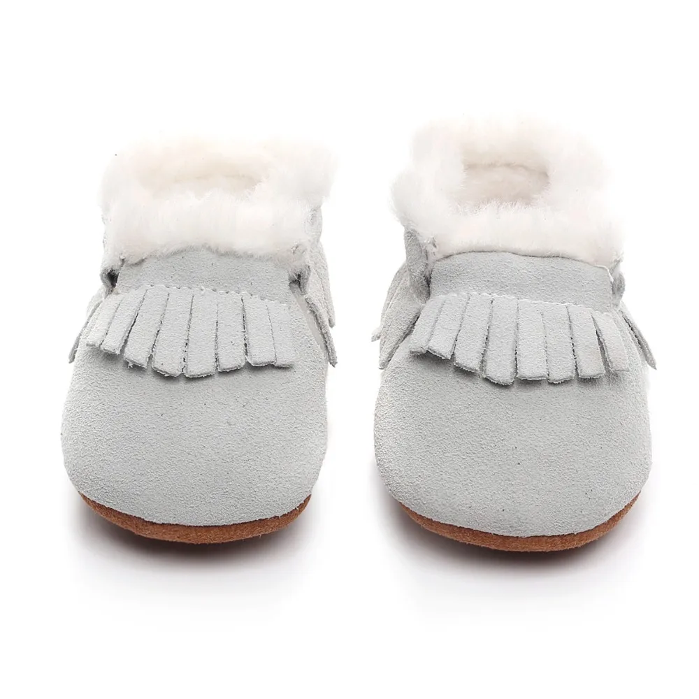 Новые стильные зимние меховые сапоги с бахромой, детские сапоги из натуральной кожи для девочек и мальчиков, замшевые ботинки для малышей