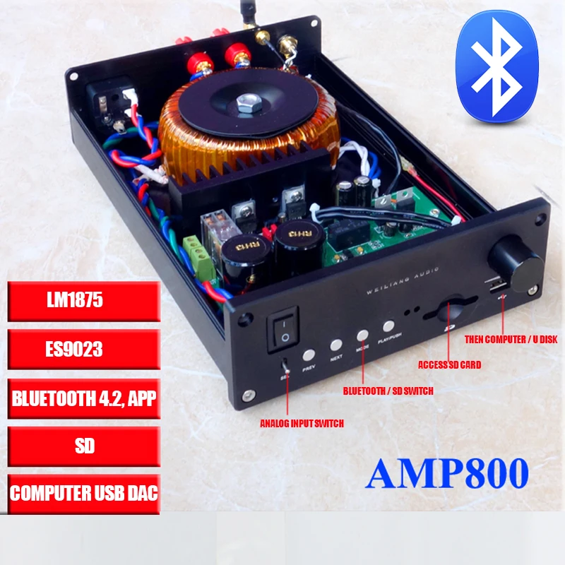 NEW Breeze Audio AMP800 CSS ES9023 LM1875 USB DAC audio Amplifier Bluetooth 4.2 SD Analog Input 30w*2 NEW Breeze Audio AMP800 CSS ES9023 LM1875 USB DAC audio Amplifier Bluetooth 4.2 SD Analog Input 30w*2