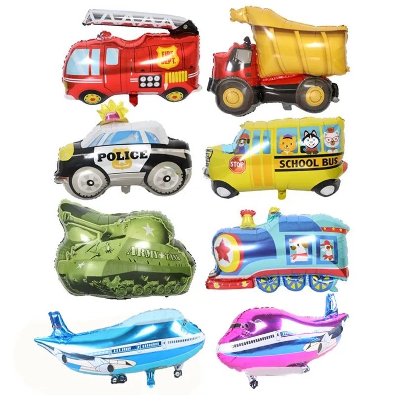 Большой игрушечный автомобиль воздушный шар из фольги детский душ мальчик Танк самолет скорая помощь автобус пожарная машина День рождения украшение поезд воздушный шар в виде машинки