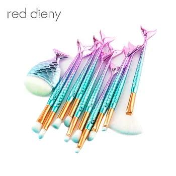 

Hot Mermaid Makeup Brushes Foundation Eyebrow Eyeliner Blush Cosmetic Concealer Fish Tail Make Up Brushes Tools Pincel Maquiagem