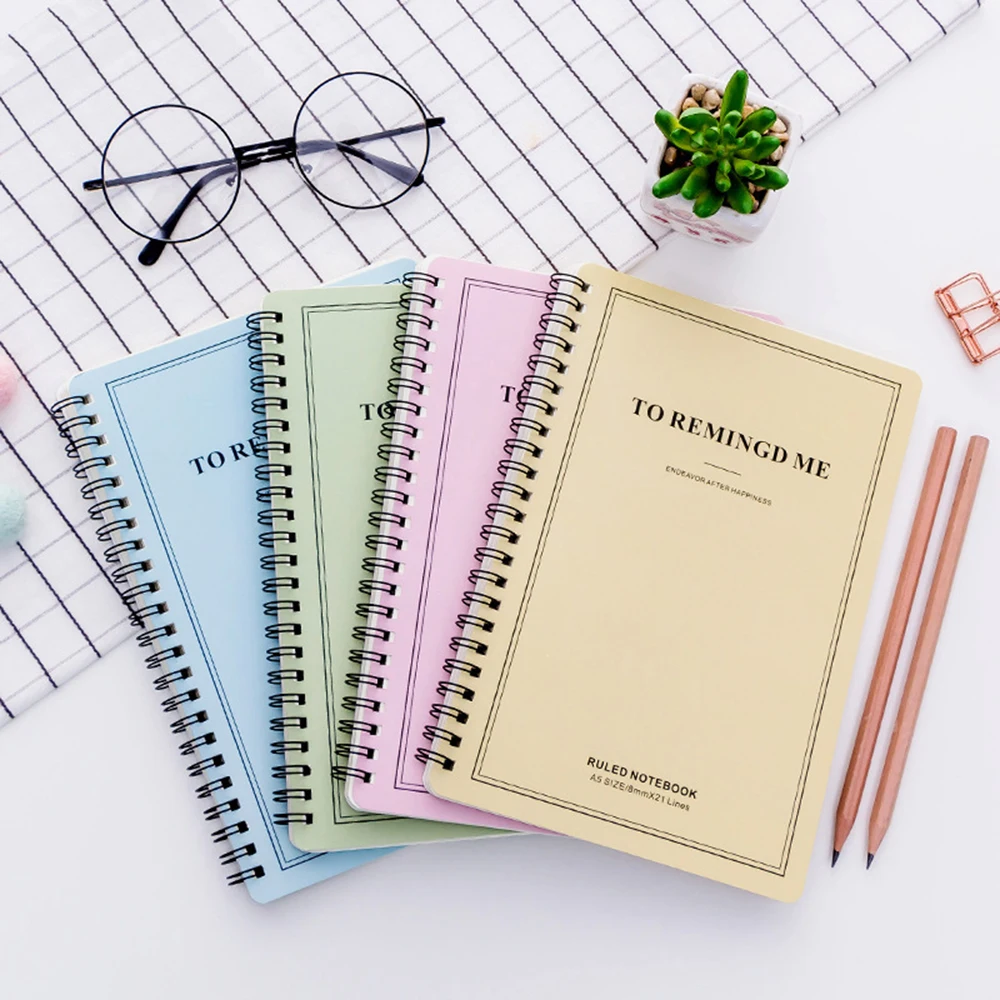 

A5 Size Spiral Coil Notebook Diary Vintage Student Note Book School Supplies Business Office Tool