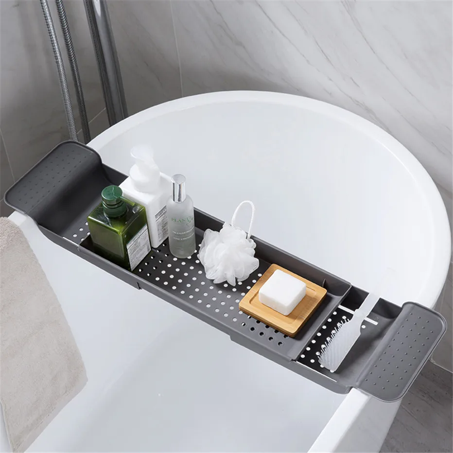 Bathtub Storage Rack Bath Tray Shelf Bathroom Tools Makeup Organizer Shower Tub Plastic Kitchen Sink Drain Holder1