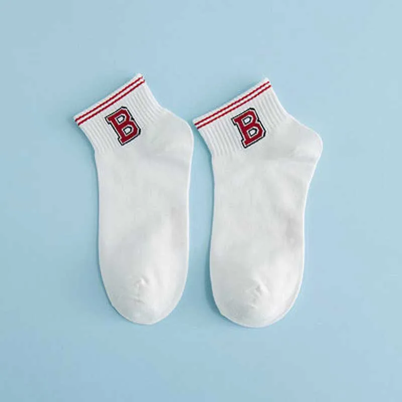 Motion Leisure Solid Color Letter Digital Short Sock Breathable Comfortable Cotton Women Hosiery | Женская одежда