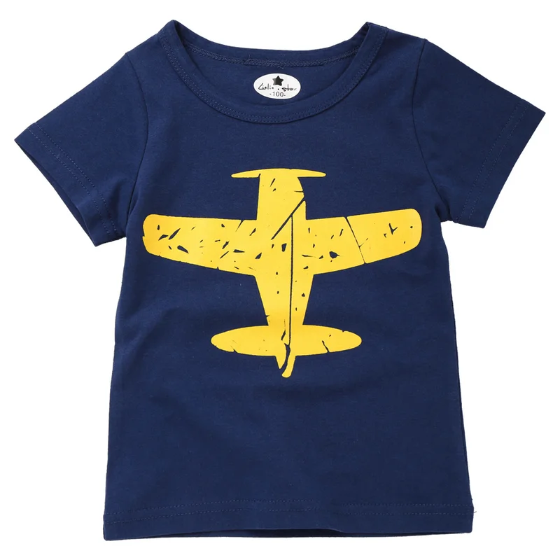 

Boy T-shirt cotton T-shirt boy cartoon airplane printing children's jacket children's clothes shirt 2-8 years old boy clothing