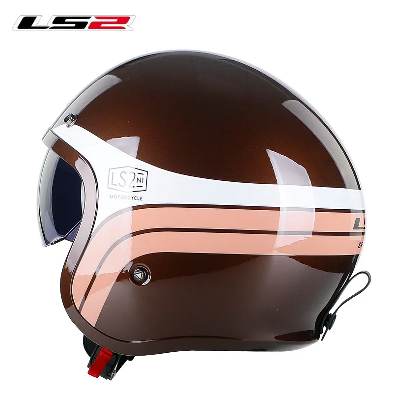 LS2 с открытым лицом мото rcycle шлем с откидным козырьком Винтаж Ретро мото 3/4 шлемы половина шлем OF599 - Цвет: 7