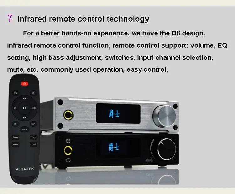Alientek D8 полный цифровой аудио усилитель для наушников вход USB XMOS/коаксиальный/оптический/AUX 80 Вт* 2 24 бит/192 кГц DC28V/4.3A
