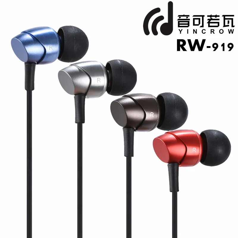 

AK Newest YINCROW RW-919 Dynamic Driver In Ear Earphone Earbud Flat Head Plug Earplugs Earbud Metal Earphone Headset Headplug