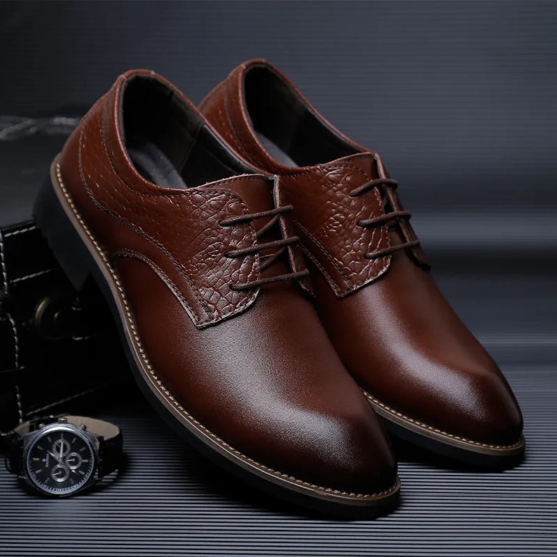 Caoutchouc Rond Oxford D'été En Légers Noir Hommes Style Angleterre Bout Chaussures marron Noir Mâle Cuir Robe Formelle Fqx1Cw8