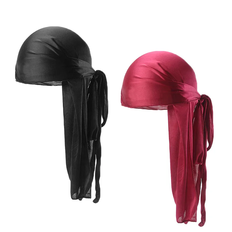 Шелковистая прочная Кепка Durags для мужчин и женщин с длинным хвостом Doo Rag Chemo