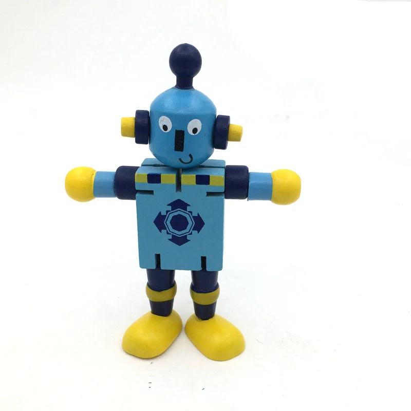 Model Building Figurines Early Educational Toys Wooden Elastic Robot Post Blocks Dolls Children's Birthday Gift Christmas Figure (5)