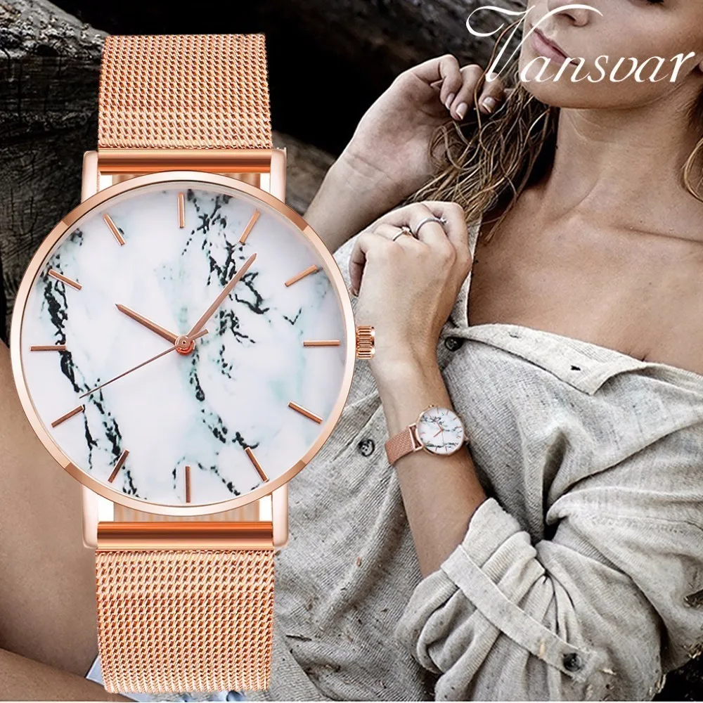 

Hot Sale Women Rose Gold Creative Marble Watch Casual Women Quartz Watch Vansvar Brand Fashion Clock Dropshipping