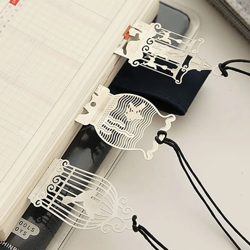 New Cute Kawaii Creative Horse Birdcage Hollow Metal Bookmark Ruler Multifunction for Kids Student Gift School Supplies