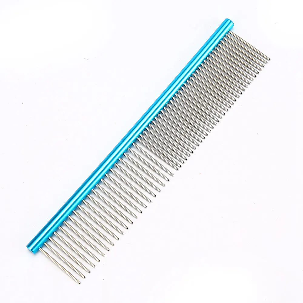 Dog Comb Hackle for Cat Pet Combs Stainless Steel Pets Cleaning Tool Dogs Cats Deshedding Brush Grooming Comb ZX0006 - Цвет: Blue