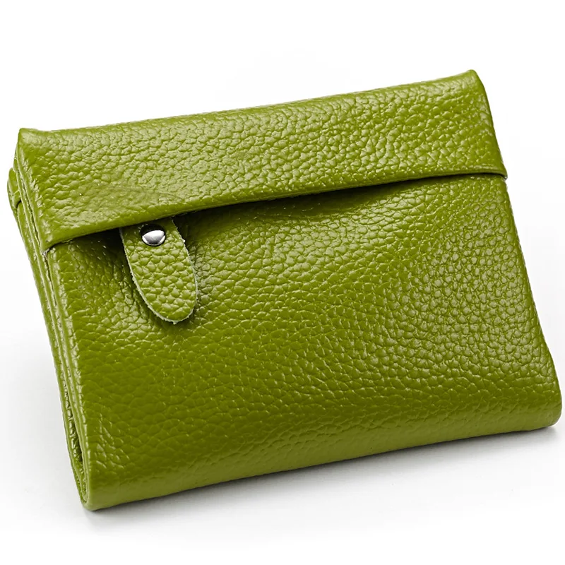 

New Women Wallets Genuine Leather Female Money Bag Hasp Soft Cowskin Card Holder Ladies Candy Color Short Wallet Purse Coin Bag