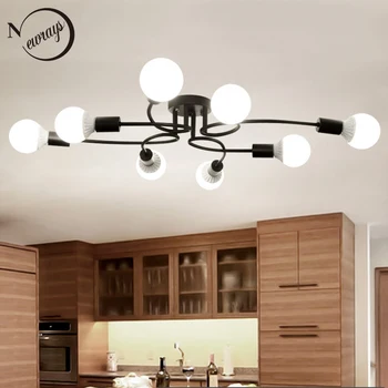 

Creative simple 8 lights iron glass ceiling lamp LED E27 Europe modern ceiling light with 2 colors for parlor bedroom kitchen