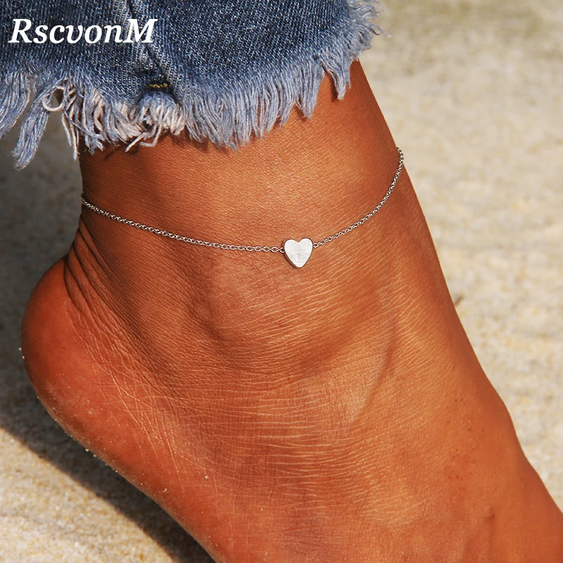 RscvonM Fashion Heart Anklet Ankle Bracelet Barefoot Sandals Foot Jewelry Leg Chain On Foot Pulsera Tobillo For Women RscvonM Fashion Heart Anklet Ankle Bracelet Barefoot Sandals Foot Jewelry Leg Chain On Foot Pulsera Tobillo For Women