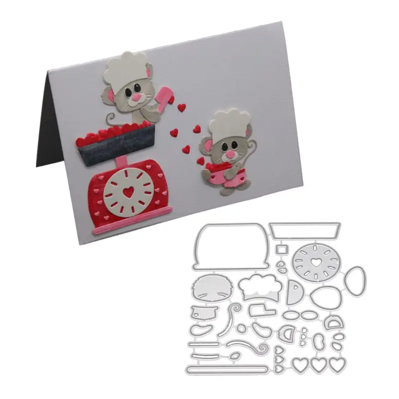 

Cooking Mouse Metal Cutting Dies Stencil DIY Scrapbooking Album Stamp Paper Card Embossing Craft Decor W229