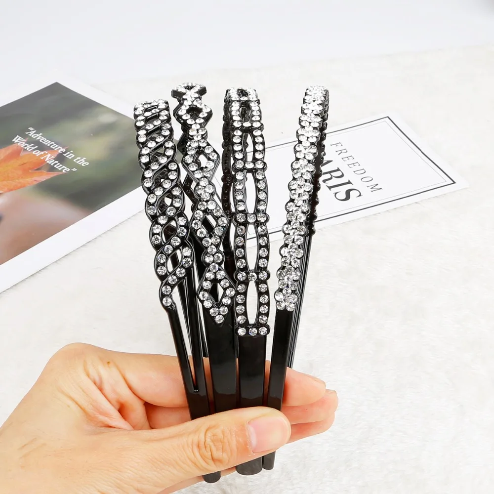

Height 13mm Plastic Hoop Glass Drill Diamond Geometric Modeling Fashionable Women Elastic Romantic Color Hair Band