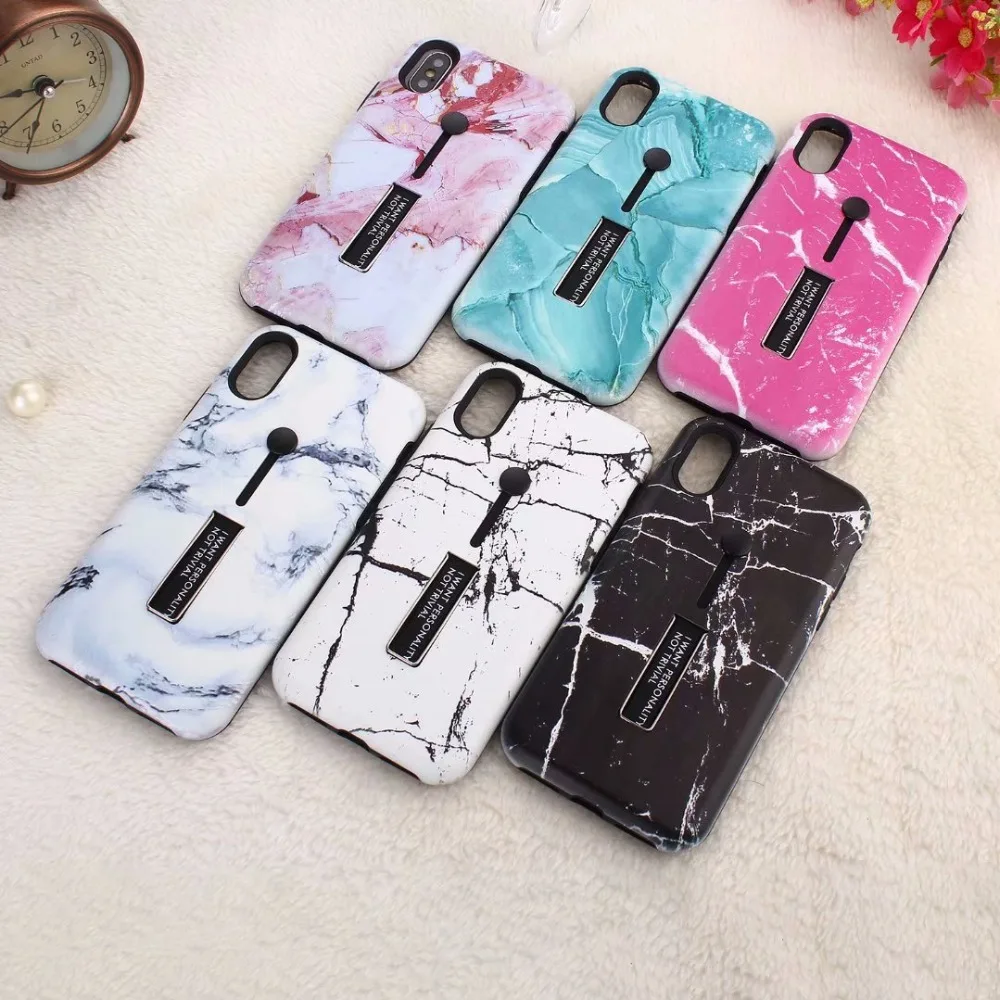 Marble Silicone Ring Phone Case For iPhone 11 11pro max XR Xs Max X Cover for iphone 7 Hide Stand Holder |