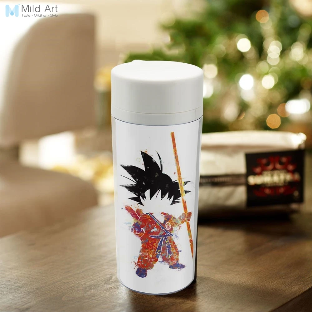 

Personalized BPA Free Plastic Insulated Watercolor Japanese Anime Pop Cartoon Movie Dragon Ball Boy Kids Water Bottle 300ml Gift